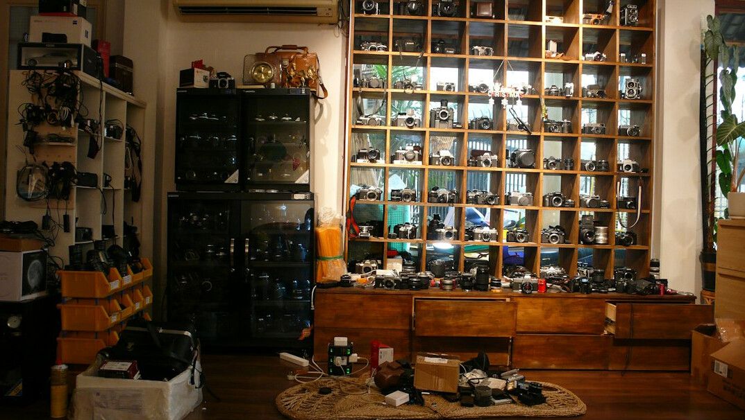 retail store interior with cameras