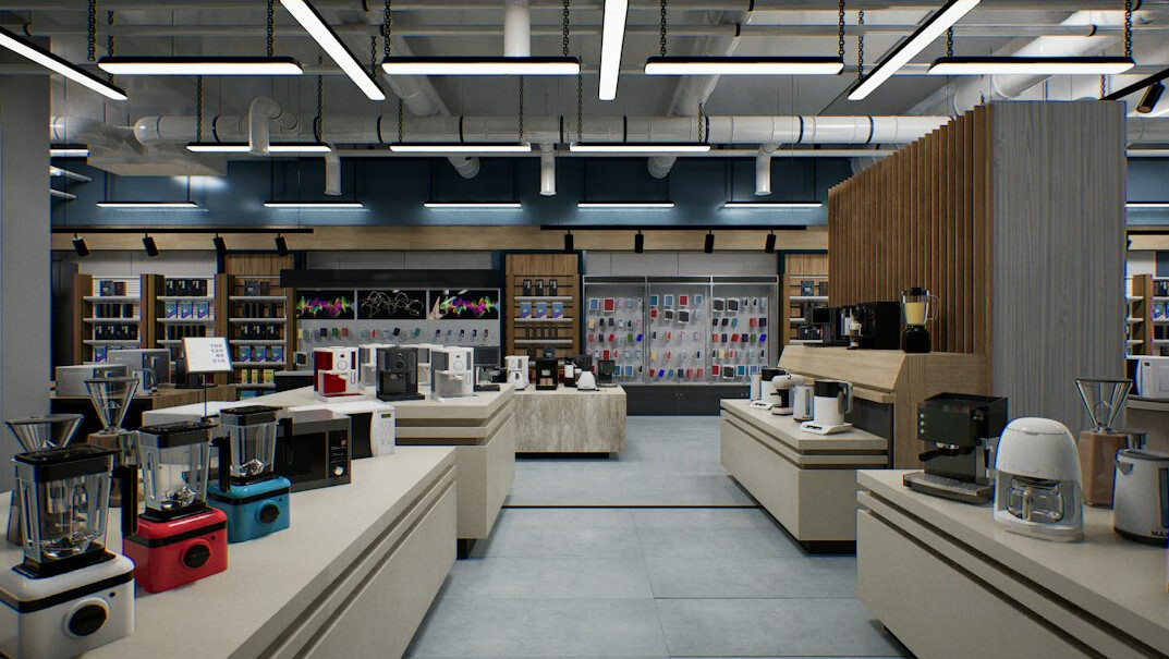 retail store interior with cameras